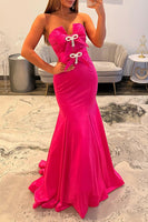 Load image into Gallery viewer, Sparkly Black Mermaid Strapless Long Prom Dress with Bow