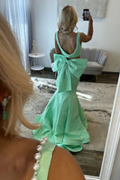 Load image into Gallery viewer, Green Mermaid 2 Piece Long Prom Dress with Bow