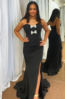 Load image into Gallery viewer, Black Mermaid Sweetheart Long Prom Dress with Bow