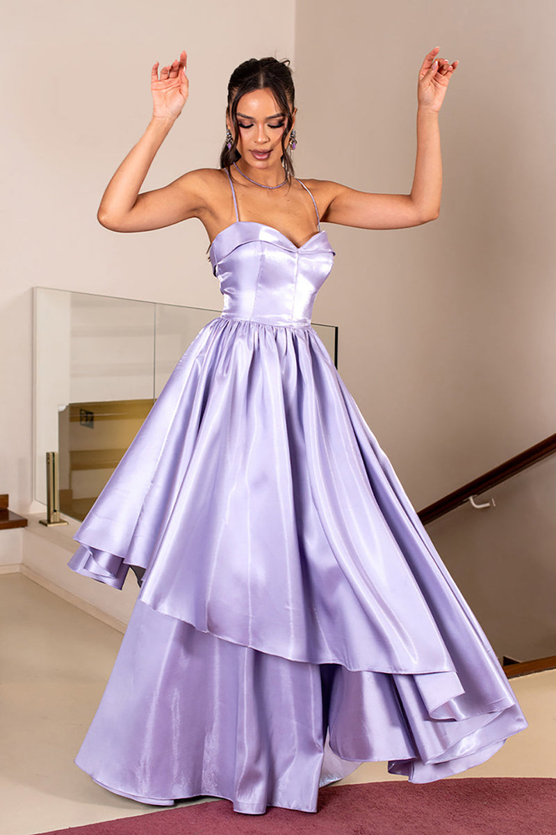 Load image into Gallery viewer, Spaghetti Straps Lilac A Line Long Prom Dress