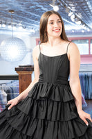 Load image into Gallery viewer, Pink Ruffled Spaghetti Straps Long Corset Prom Dress with Slit