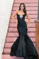 Load image into Gallery viewer, Sparkly Black Strapless Long Mermaid Prom Dress with Keyhole