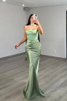 Load image into Gallery viewer, Red Neck Scarf Mermaid Satin Long Evening Dress