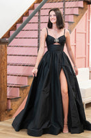 Load image into Gallery viewer, Sparkly Orange A Line Spaghetti Straps Long Prom Dress with Keyhole