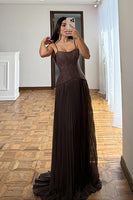 Load image into Gallery viewer, Grey Spaghetti Straps Long Corset Formal Dress