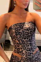 Load image into Gallery viewer, Black Leopard Mermaid Strapless Long Prom Dress