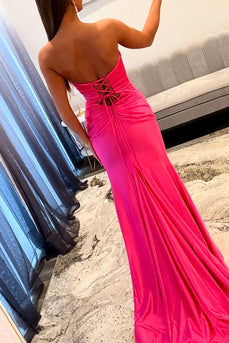 Fuchsia Mermaid Sweetheart Keyhole Long Prom Dress with Slit