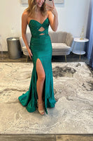 Load image into Gallery viewer, Sparkly Royal Blue Mermaid Strapless Keyhole Long Prom Dress with Slit