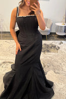 Load image into Gallery viewer, Pink Mermaid Square Neck Long Corset Prom Dress with Bow Back