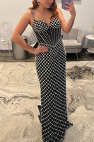 Load image into Gallery viewer, Sparkly Blue Mermaid Spaghetti Straps Long Corset Prom Dress with Bow Back