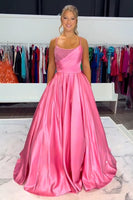 Load image into Gallery viewer, Sparkly Blue Satin Ball Gown Ruched Maxi Prom Dress with Rhinestones