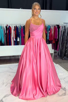 Load image into Gallery viewer, Sparkly Blue Satin Ball Gown Ruched Maxi Prom Dress with Rhinestones