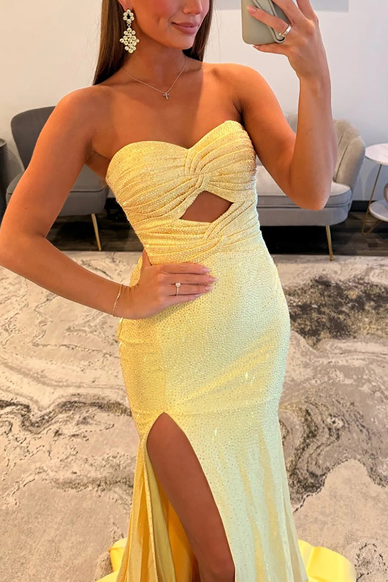 Load image into Gallery viewer, Sparkly Dark Green Mermaid Sweetheart Keyhole Long Prom Dress with Slit