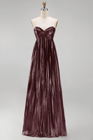 Load image into Gallery viewer, Metallic Coffee Strapless Sheath Pleated Long Formal Dress