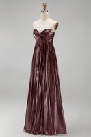 Load image into Gallery viewer, Metallic Coffee Strapless Sheath Pleated Long Formal Dress