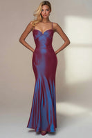 Load image into Gallery viewer, Dark Purple Spaghetti Straps Mermaid Chameleon Long Formal Dress