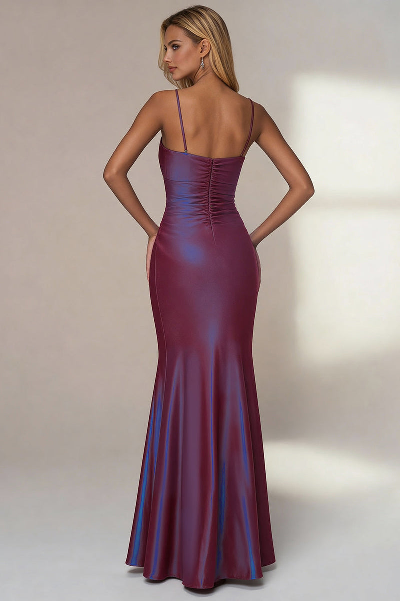 Load image into Gallery viewer, Dark Purple Spaghetti Straps Mermaid Chameleon Long Formal Dress