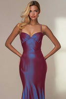 Load image into Gallery viewer, Dark Purple Spaghetti Straps Mermaid Chameleon Long Formal Dress