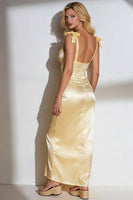 Load image into Gallery viewer, Yellow Mermaid Thick Straps Long Formal Dress with Bows