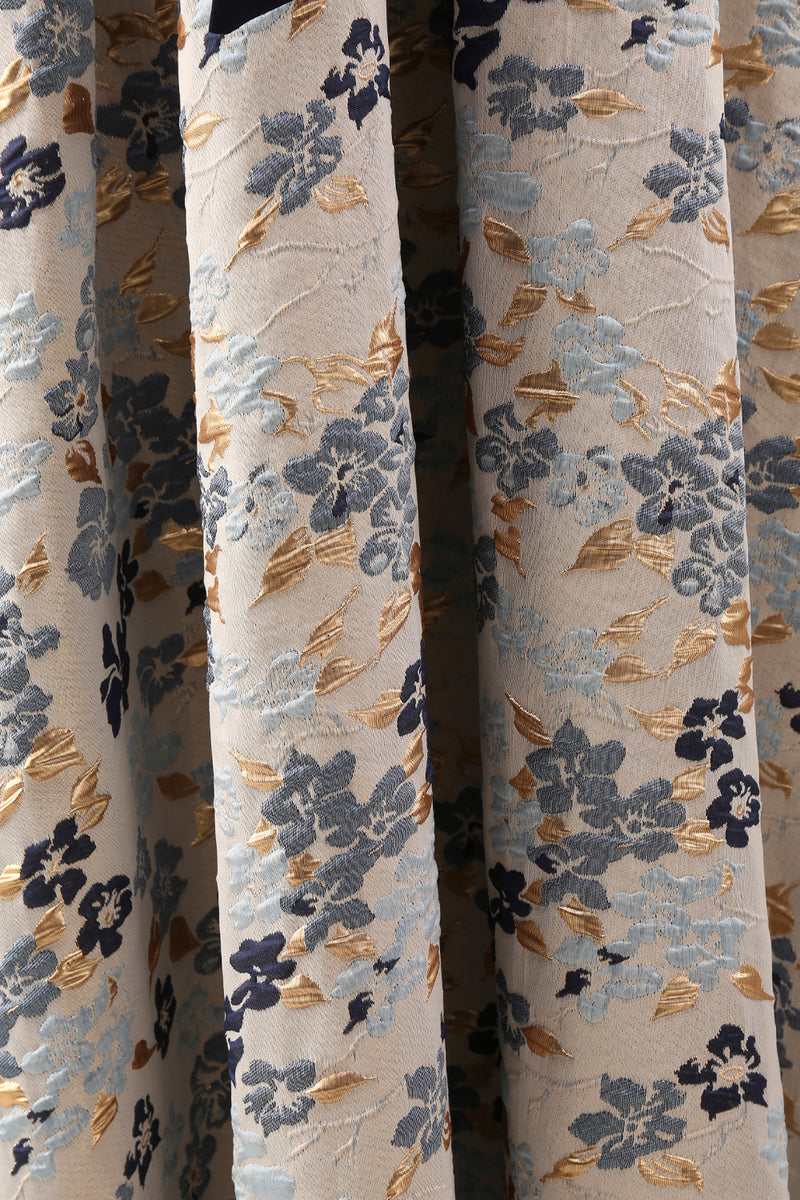 Load image into Gallery viewer, Navy Jacquard Floral A Line 3/4 Sleeves Long Mother of the Bride Dress with Bow