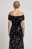 Load image into Gallery viewer, Sparkly Black Silver Sequins Velvet Mermaid Long Mother of the Bride Dress