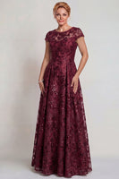 Load image into Gallery viewer, Sparkly Navy Sequins A Line Boat Neck Long Mother of the Bride Dress with Sleeves