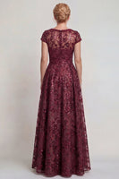 Load image into Gallery viewer, Sparkly Navy Sequins A Line Boat Neck Long Mother of the Bride Dress with Sleeves