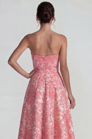 Load image into Gallery viewer, Blush Jacquard Sweetheart Floral A Line Long Formal Dress with Slit