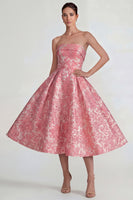 Load image into Gallery viewer, A Line Blush Floral Jacquard Long Formal Dress