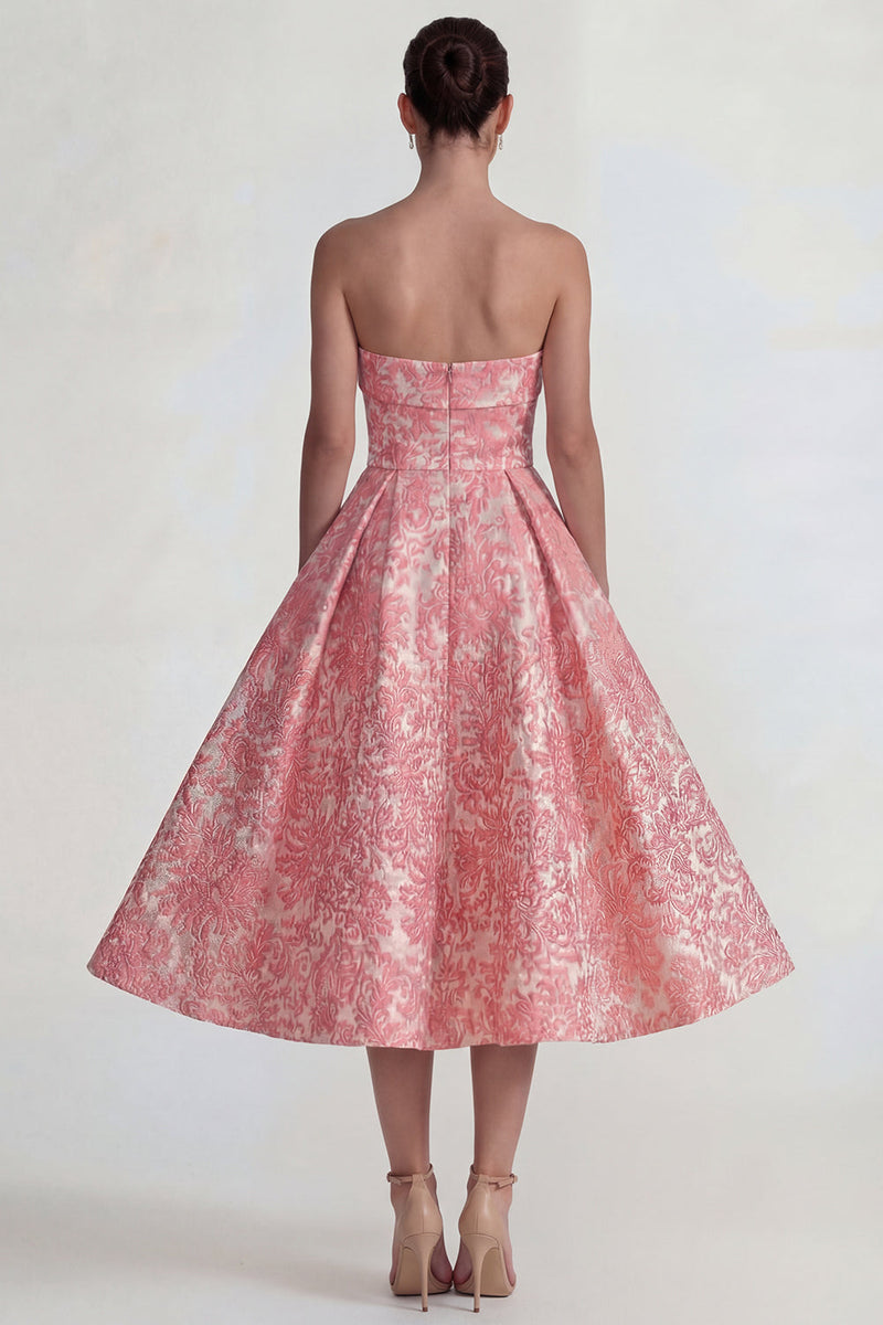Load image into Gallery viewer, A Line Blush Floral Jacquard Long Formal Dress