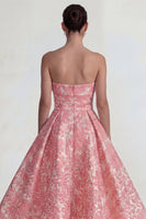 Load image into Gallery viewer, A Line Blush Floral Jacquard Long Formal Dress