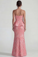 Load image into Gallery viewer, Sweetheart Mermaid Jacquard Blush Floral Long Formal Dress