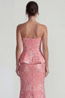 Load image into Gallery viewer, Sweetheart Mermaid Jacquard Blush Floral Long Formal Dress