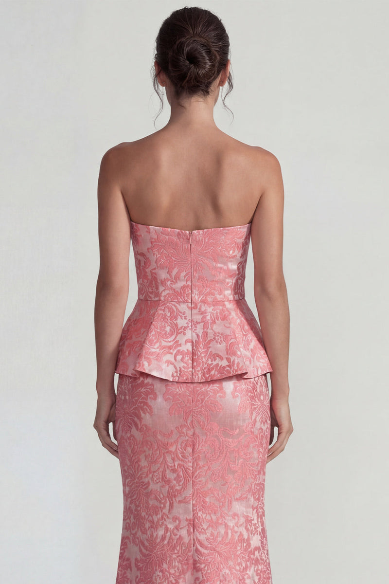 Load image into Gallery viewer, Sweetheart Mermaid Jacquard Blush Floral Long Formal Dress