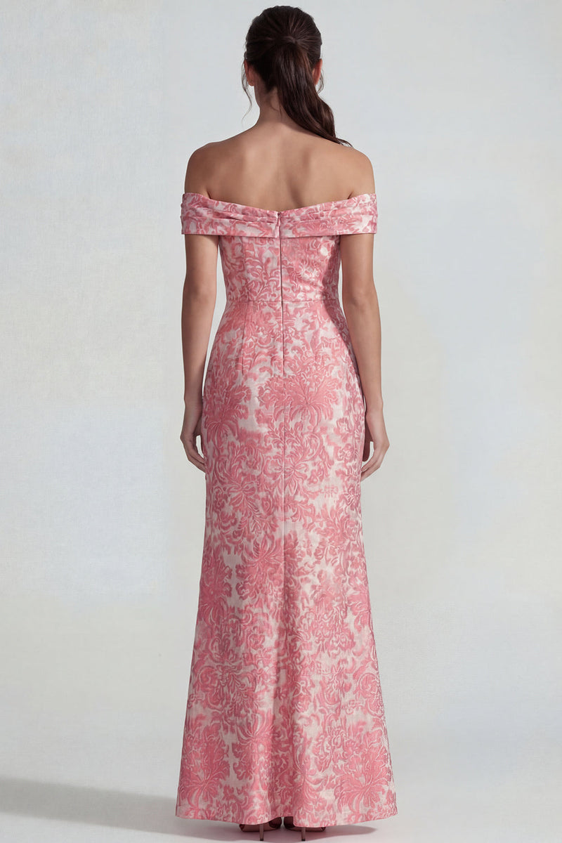 Load image into Gallery viewer, Blush Off the Shoulder Jacquard Mermaid Long Formal Dress