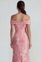 Load image into Gallery viewer, Blush Off the Shoulder Jacquard Mermaid Long Formal Dress