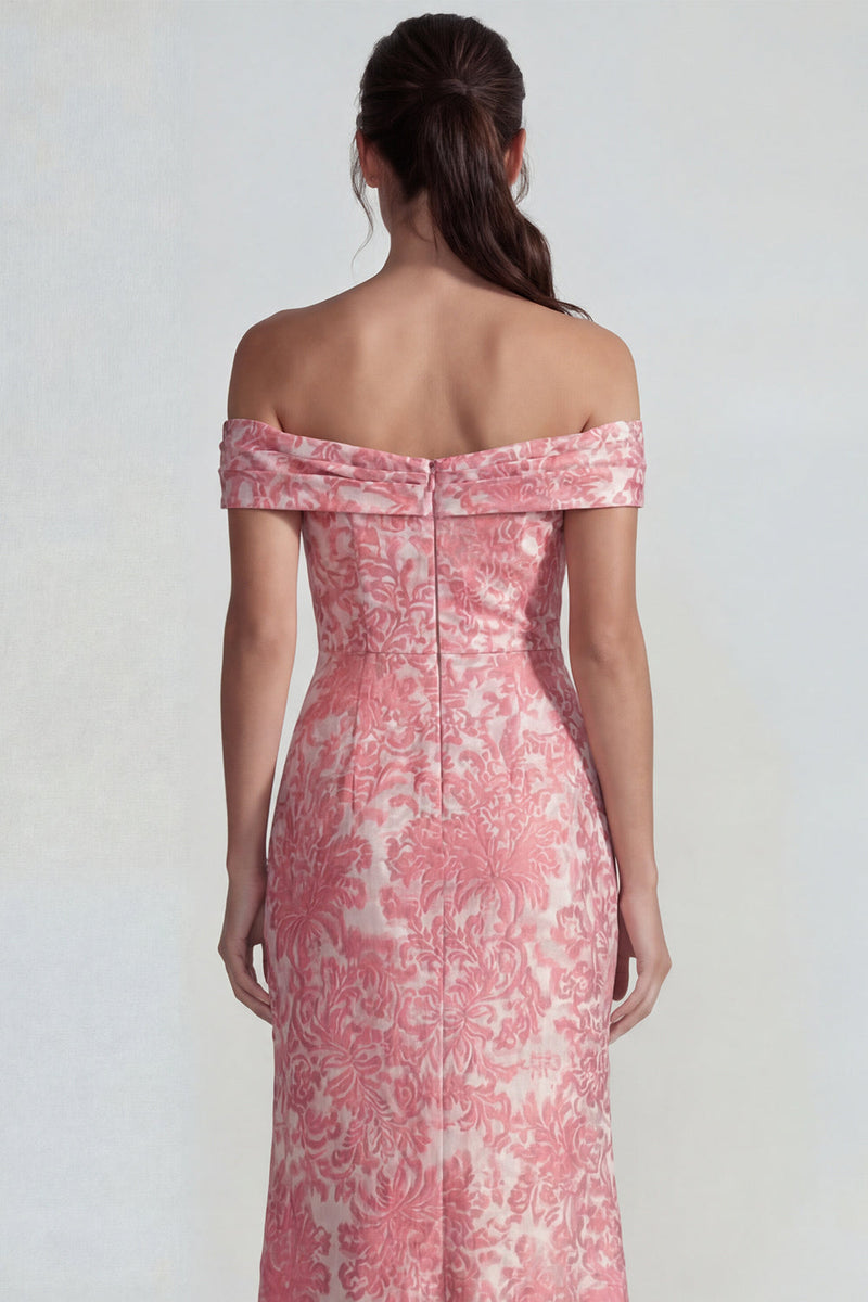 Load image into Gallery viewer, Blush Off the Shoulder Jacquard Mermaid Long Formal Dress