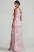 Load image into Gallery viewer, Lilac Sheath Jacquard One Shoulder Floral Long Formal Dress with Slit