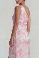 Load image into Gallery viewer, Lilac Sheath Jacquard One Shoulder Floral Long Formal Dress with Slit