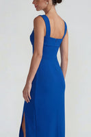 Load image into Gallery viewer, Royal Blue Sheath Square Neck Long Formal Dress with Slit