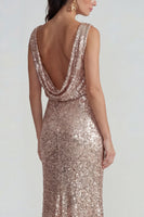 Load image into Gallery viewer, Sparkly Champagne Mermaid Long Sequins Formal Dress