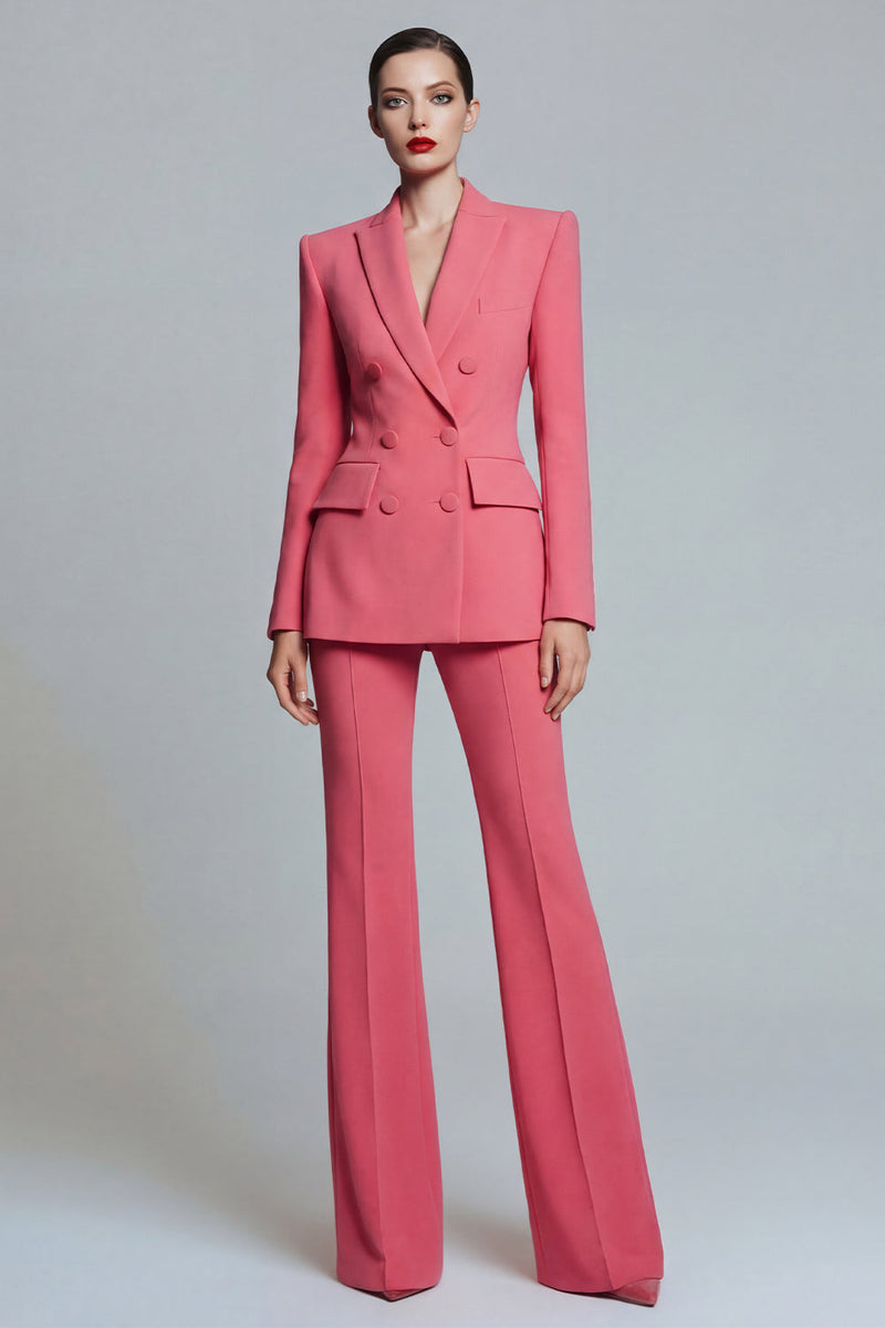 Load image into Gallery viewer, 2 Piece Coral Double Breasted Peak Lapel Business Suits