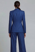 Load image into Gallery viewer, 2 Piece Dark Blue Wide Leg Single Breasted Notched Lapel Business Suits