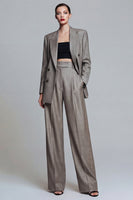 Load image into Gallery viewer, Grey 2 Piece Peak Lapel Single Breasted Wide Leg Business Suits