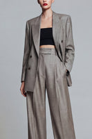 Load image into Gallery viewer, Grey 2 Piece Peak Lapel Single Breasted Wide Leg Business Suits