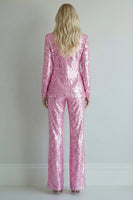 Load image into Gallery viewer, Sparkly 2 Piece Pink Notched Lapel Sequins Single Breasted Prom Suits