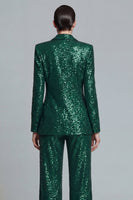 Load image into Gallery viewer, Sparkly Dark Green Sequins 2 Piece Peak Lapel Prom Suits