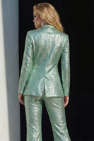 Load image into Gallery viewer, Sparkly Green 2 Piece Sequins Peak Lapel Prom Suits