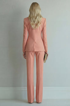 Orange 2 Piece Peak Lapel Slim Fit Double Breasted Business Suits