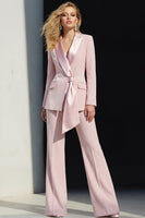 Load image into Gallery viewer, Pink 2 Piece Wide Leg Peak Lapel Business Suits with Sash